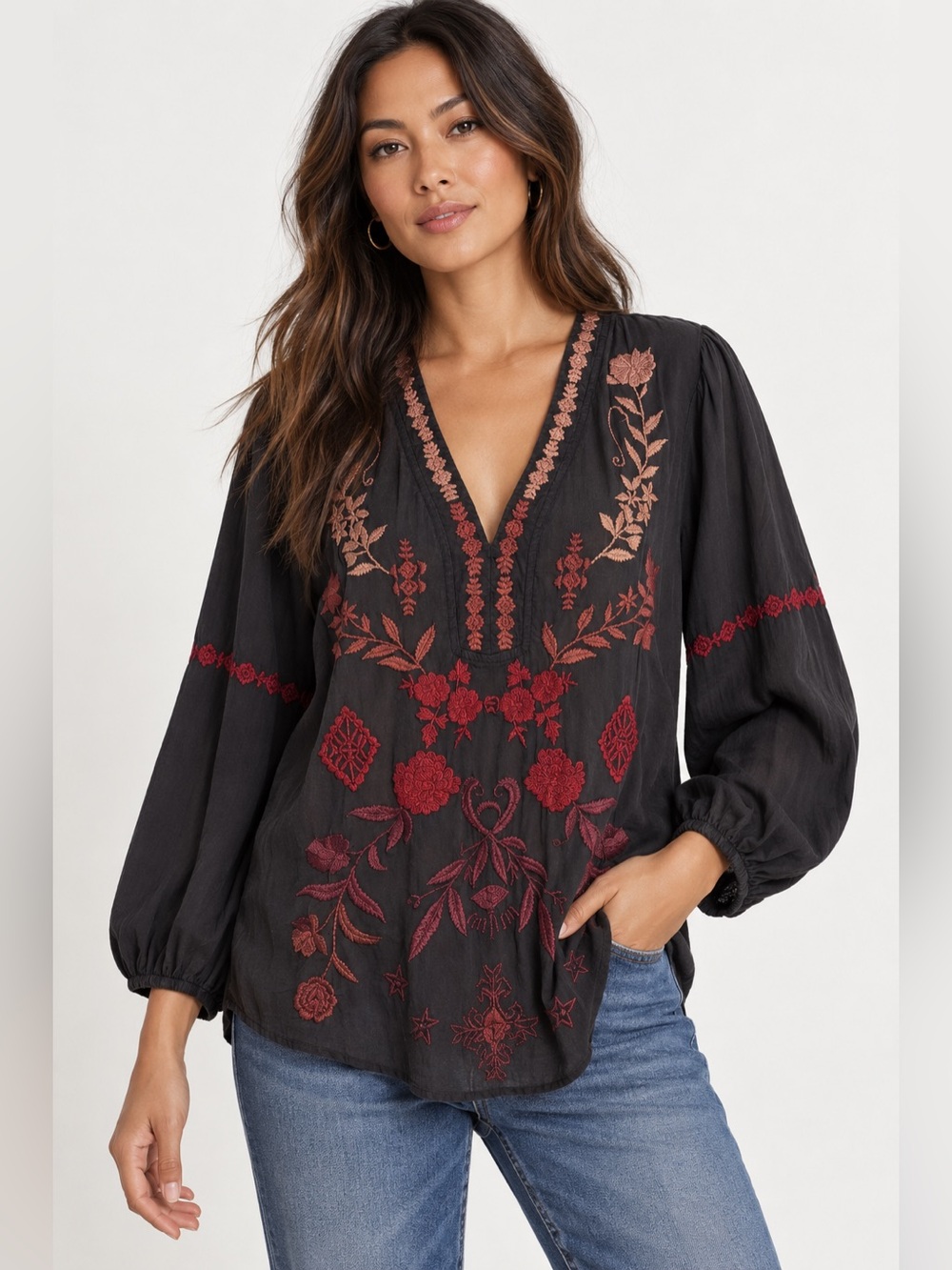 Kyla Seo Embroidered Boho Suki Blouse Medium
Style No. KYCO999